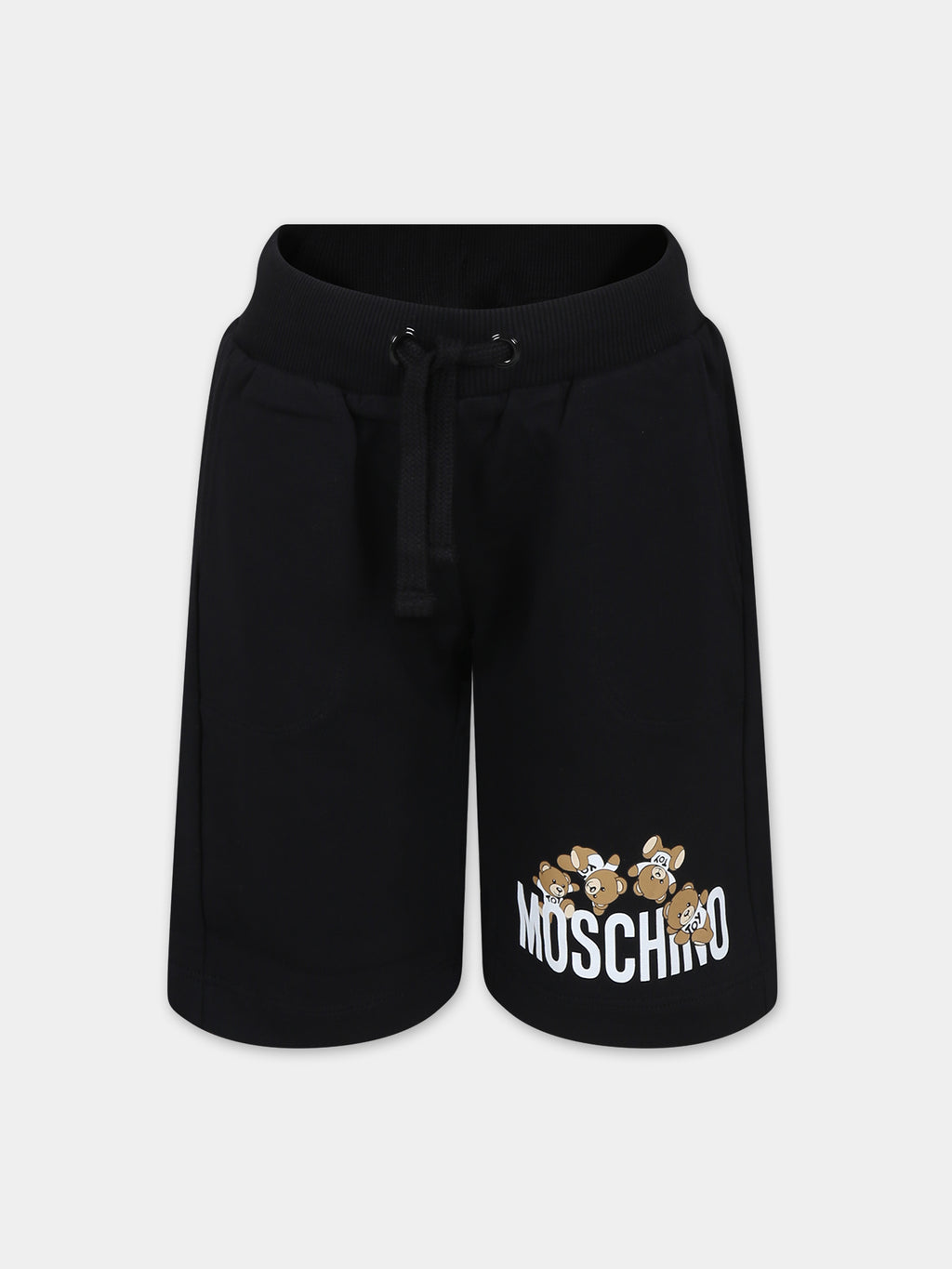 Black shorts for kids with Teddy Bears and logo
